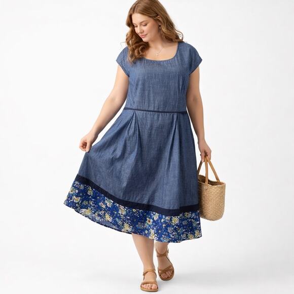 eshakti Dresses & Skirts - eShakti Blue Floral Midi Dress